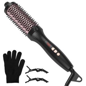 1Pc 3 In 1 Thermal Brush Hair Curler Brush Hair Curler Straightener With 10 Heating Levels 30S Fast Heating Fit For All Hair Types For Home Travel