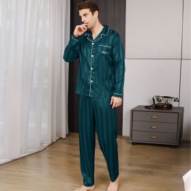Ice Silk Men's Pajama Set (Option: Green-L)