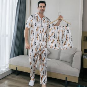 Men's Ice Silk Double Short Suit (Option: White-XL)