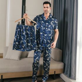 Men's Ice Silk Double Short Suit (Option: Blue-M)