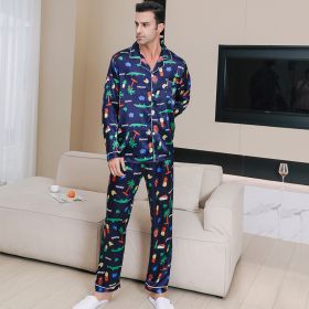 Ice Silk Men's Pajama Set (Option: Blue-L)