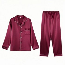 Ice Silk Men's Pajama Set (Option: Red-M)