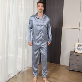 Ice Silk Men's Pajama Set (Option: Gray-5XL)