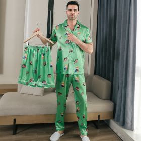 Men's Ice Silk Double Short Suit (Option: Green-XXL)