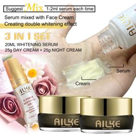 AILKE Whitening Face Cream, Antioxidant, Reduce Dark Spots, Inhibit Melanin, Anti-aging, With Collagen, Niacinamide, Glutathione (Color: CREAM AND SERUM)