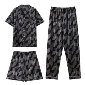 Men S Ice Silk Double Short Suit (Option: Black-L)