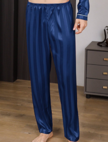 Ice Silk Fabric Single Trousers (Option: Blue-XL)